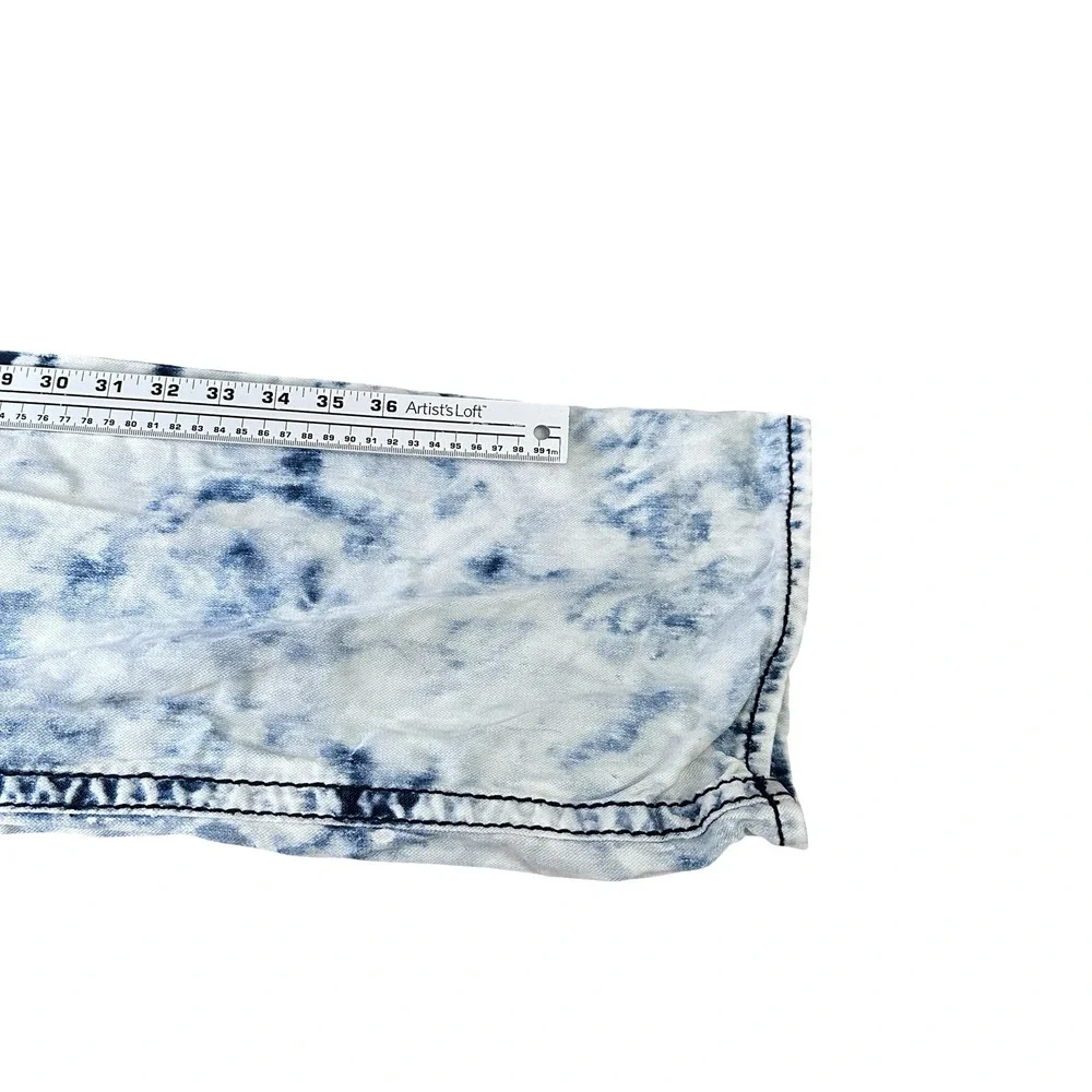 True Religion Straight Flap Acid Wash Jeans Blue White Mens‎ 44 Contrast Stitch